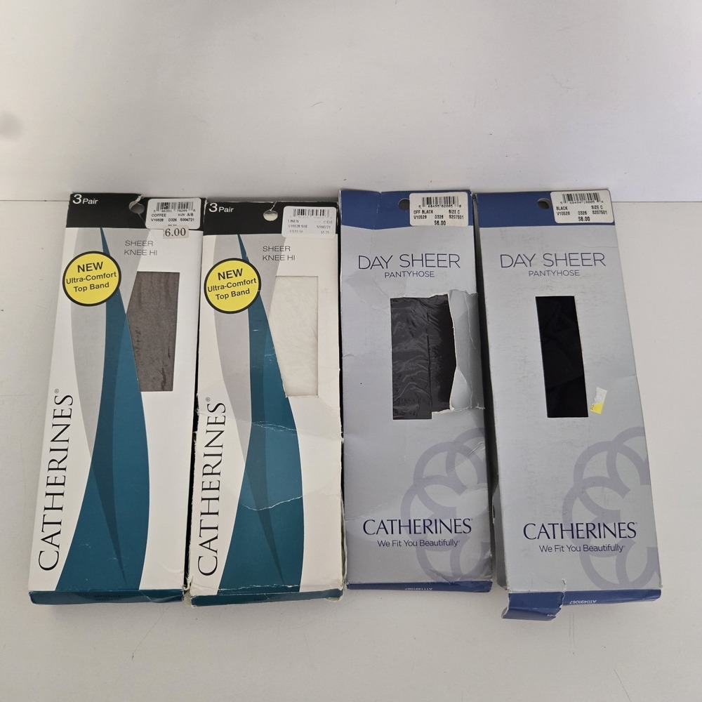 Catherine's Sheer Knee High & Pantyhose in Black Coffee Linen Various Sizes NEW